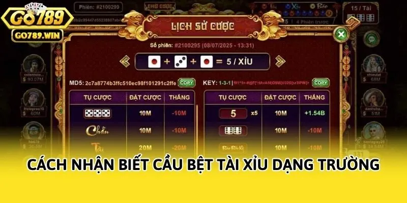 Cách nhận biết cầu bệt tài xỉu dạng trường